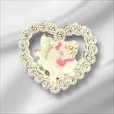 28mm  Character Alloy Rhinestone Heart Beads-U12